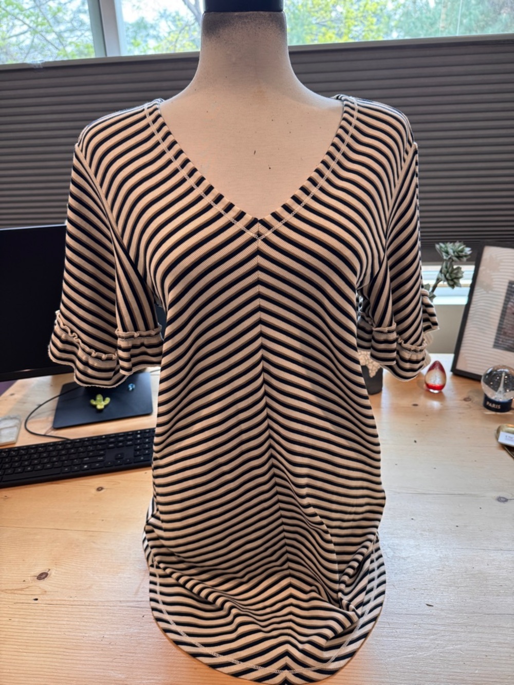 See By Chloe Ruffle Striped Dress Large Women EUC